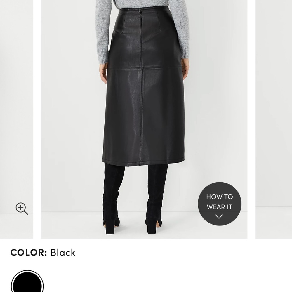 Beautiful A-Line Black Faux Leather skirt.